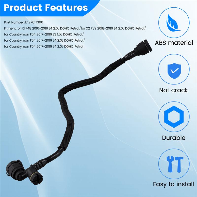 A58X-Car Coolant Pipe Secondary Kettle To Water Tank Exhaust Pipe 17127617366 For BMW B38 B48 2 Series X1 X2 MINI