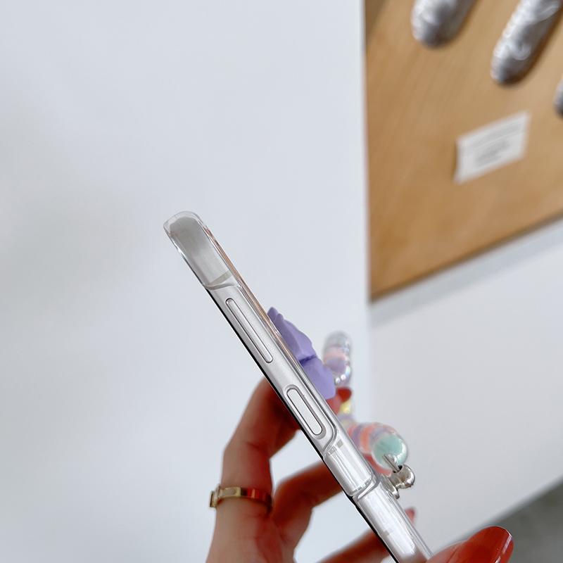 Mode Perlen Armband Kette 3d Bogen-Knoten Telefon Fall Für Samsung Galaxy Zflip Zflip3 5g Zflip4 Hand Strap Klar Hard Cover Fundas