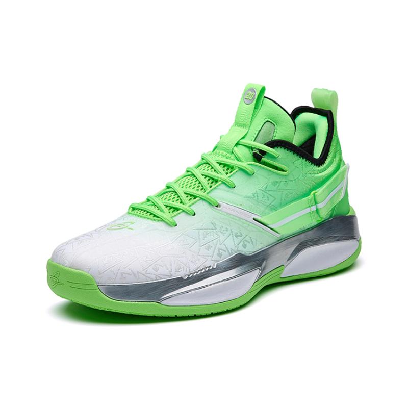 ANTA GH3 Basketball Shoes Men's Low top Anta White/Fluorescent Iridescent Green/Black Sneakers 112231103-6