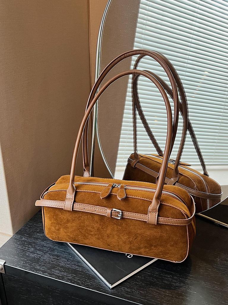 Yuezi Frosted Leather Baguette Bag: 2025 Autumn/Winter Boston Shoulder & Underarm Handbag