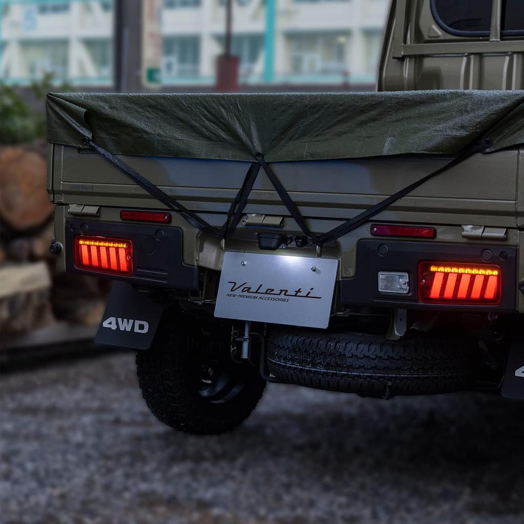 Valenti Jewel LED Tail Lamps for Toyota Hijet Truck Model with Ultra Red Lens and Gloss Black OEA Sequential Flowing Turn Safety Standards (Late