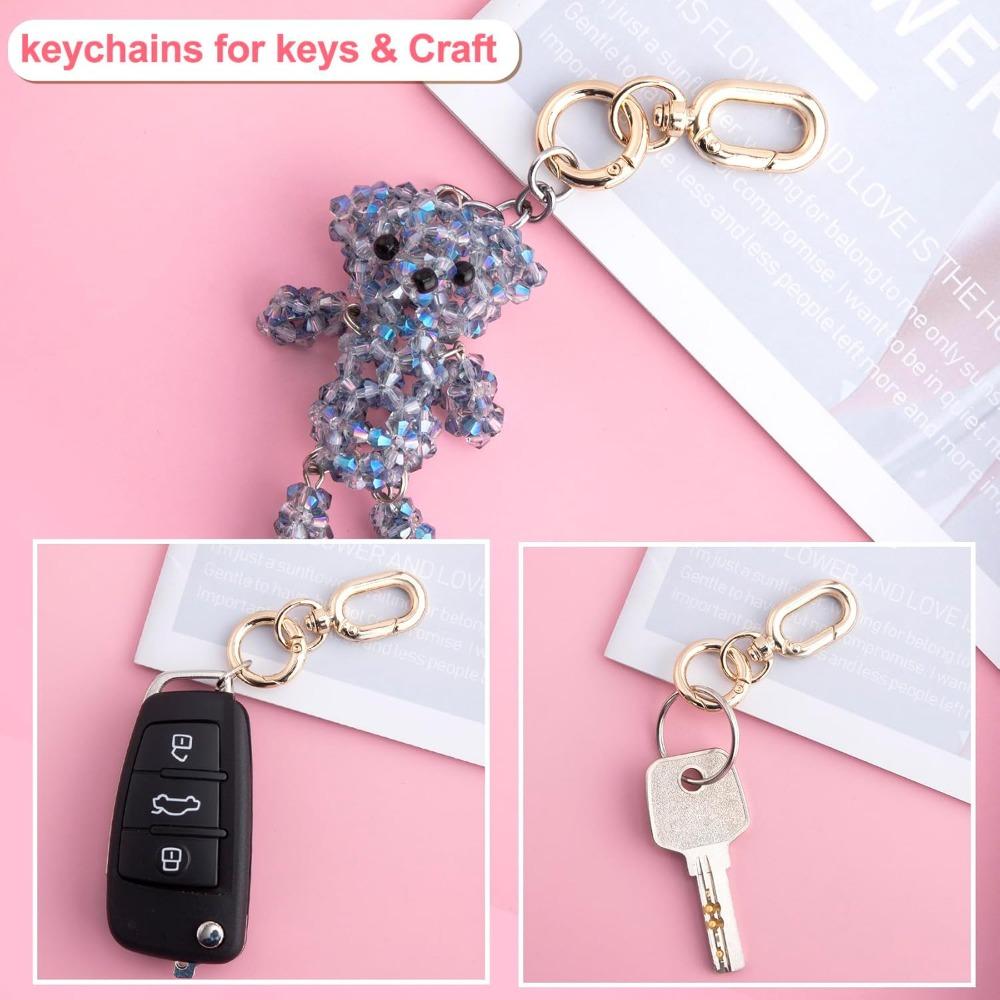 12pcs Double Opening Swivel Clasp Clips Metal Swivel Spring Snap Hooks Key Chain Clip with Key Ring Spring Coil Opening Keychain