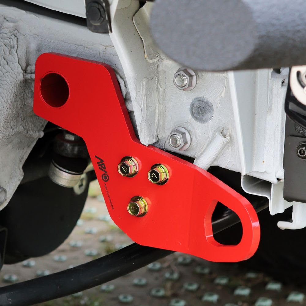 Apio Front Right Tow Hook for Vehicles with Lion Hunting 9mm Thick (FR) Bumpers, [JB64, JB74] Red, 3070-42R