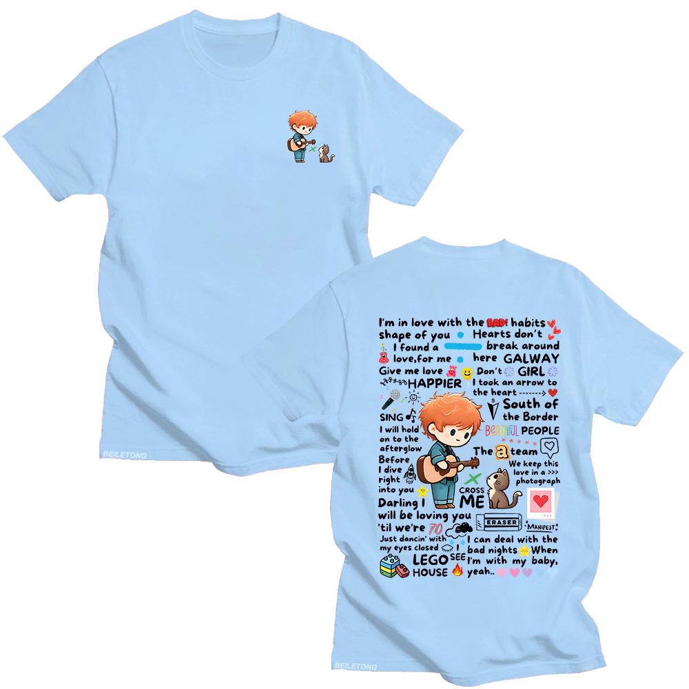 Ed Sheeran Graffiti-Muster T-Shirt Neue modische Casual Frauen Männer Kleidung Y2k T-Shirts Mode lose Streetwear Baumwolle Top T