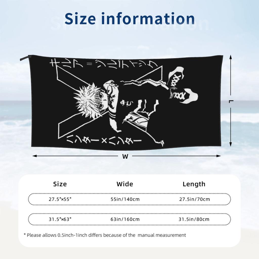 Killua Zoldyck Anime HXH Hunter x Hunter Beach Towel Soft Microfiber Quick Dry Absorbent Quick Towels For Swimming