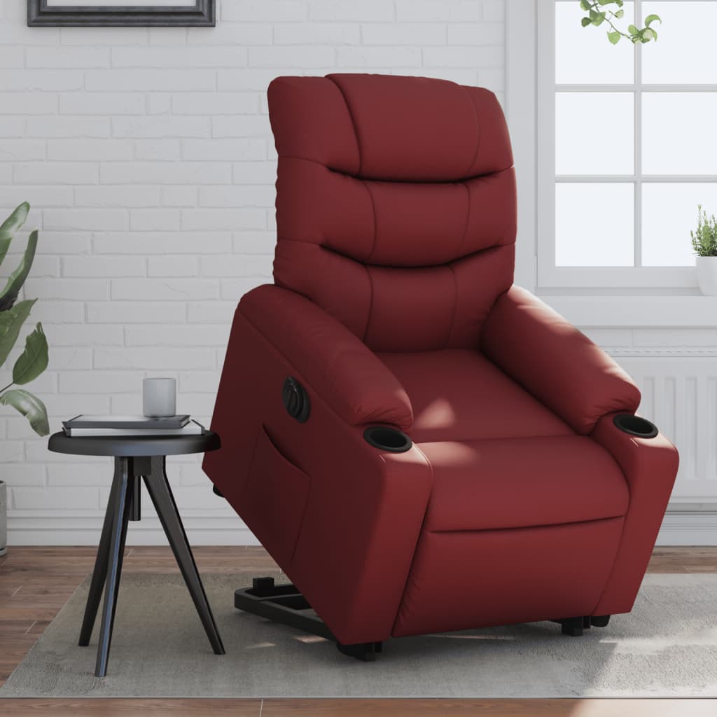 Vidaxl Reclining Chair with Electric Tilting Function, Burgundy, Eco-leather