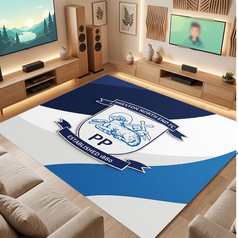 Tappeto in Velluto di Cristallo con Stampa del Preston North End Football Club, Comodo Assorbente d'Acqua Antiscivolo per Pavimenti Interni