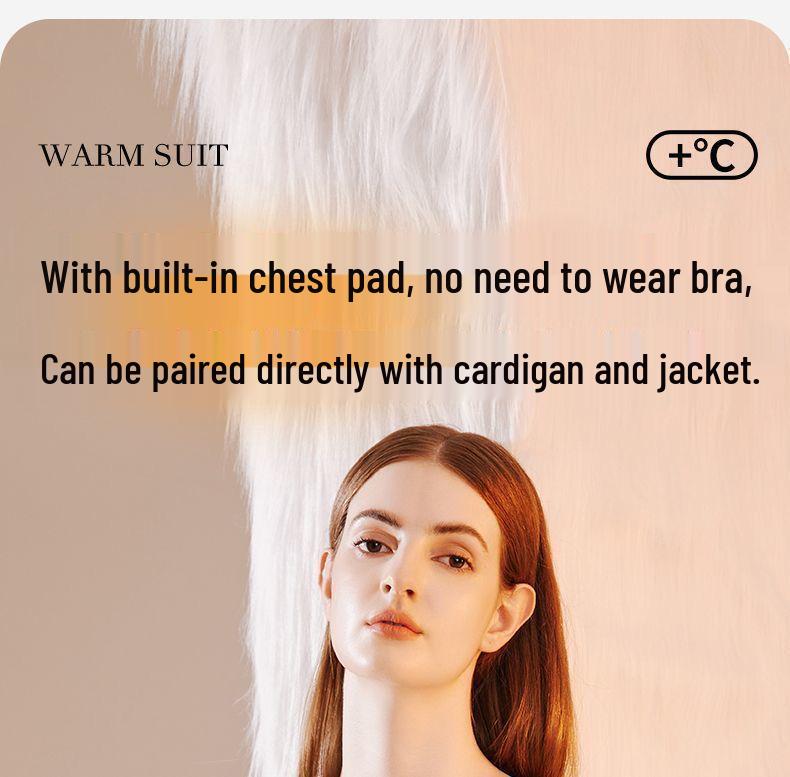 Women's Cashmere Silk Warm Set with Built-In Bra, Plus Velvet, Autumn/Winter 2025 Style, Base Layer Top Innerwear