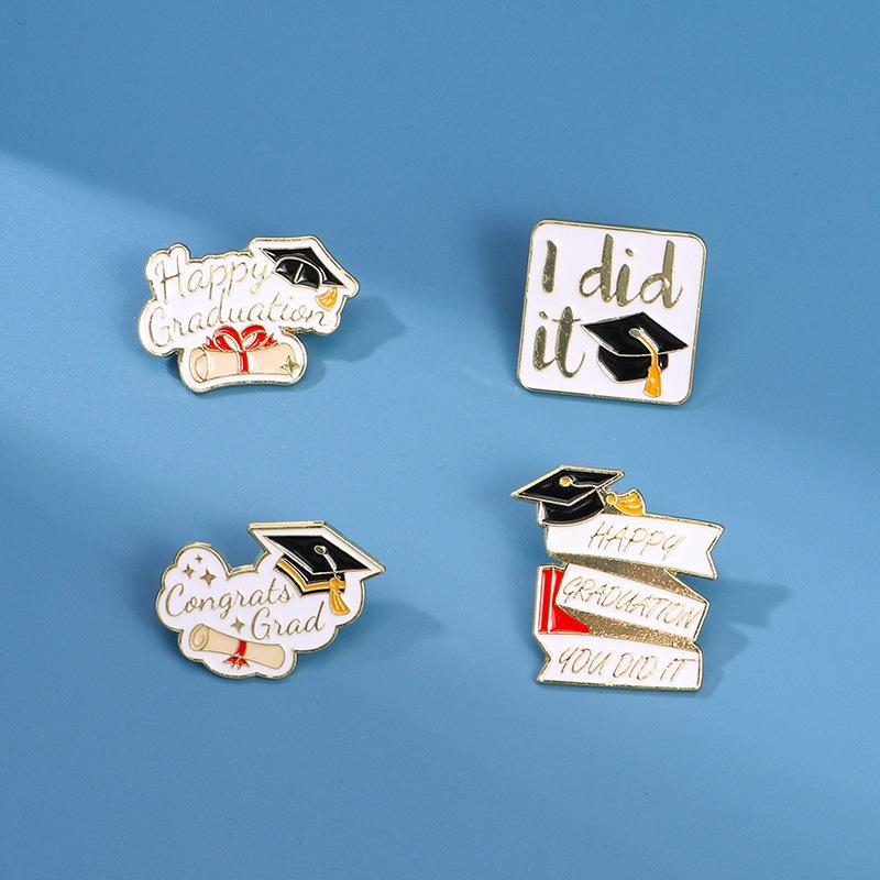 Creative Cross-border English Graduation Cap Brooch Graduation Season Enamel Alloy Pin Badge for Clothes Backpack Decor