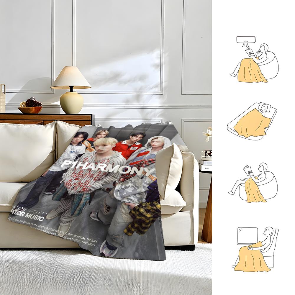 music P-P1 Harmony-Y Throw Warm Soft Flannel Blanket, Multi-use for Sofa Bed Camping Travel Nap