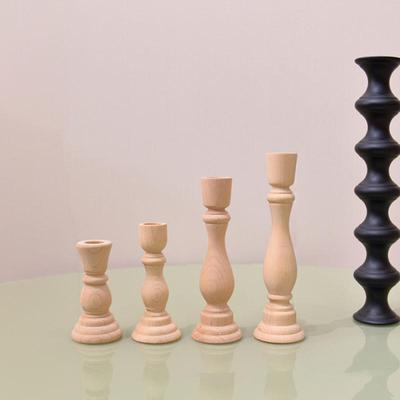 Unfinished Candlestick Holders Wooden Candle Holder Classic Farmhouse Candle Holders Pillar Unpainted Candle Stand DIY
