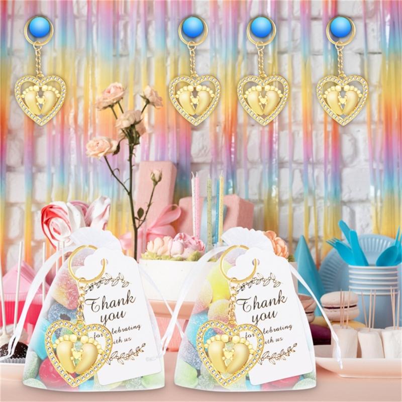 Set of 12 Stylish Heart Foot Keychain Souvenirs Heart Foot Keychains for Wedding Guest Favors and Baby Showers Gift