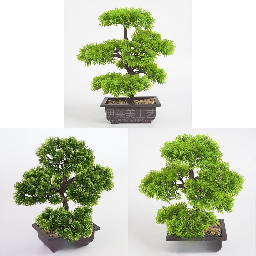 Artificial Pine Bonsai Tree With Pot For Office Decor And Indoor Greenery