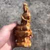 Buddha Holz Kannon Bodhisattva Holzschnitzerei Kannon Bodhisattva Natürliche Felseneiche Holz Kannon Feng Gut Böses Abwehren 15cm x Breite 8cm x Tiefe