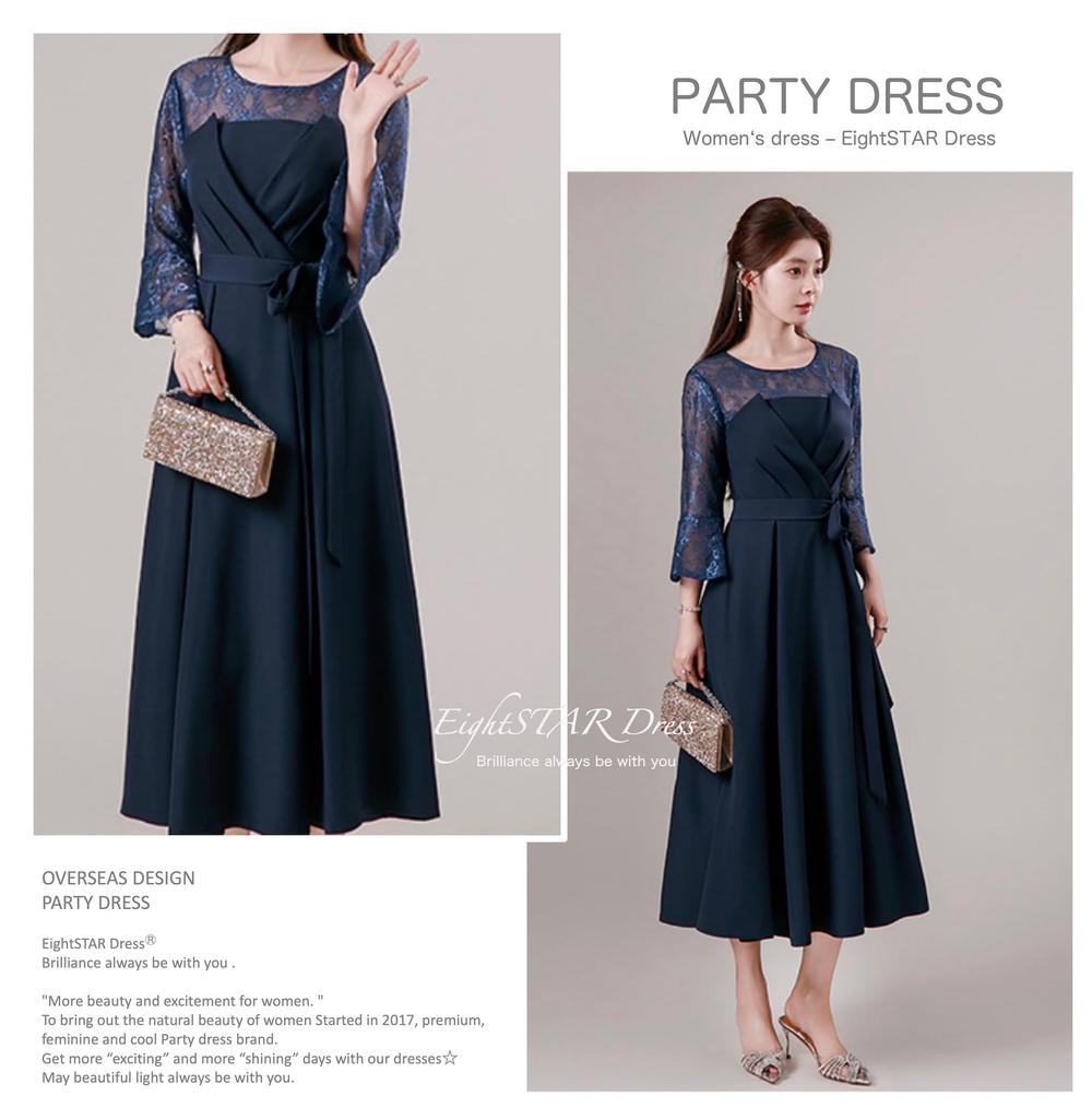 EightSTAR Elegant Party Wedding Recital with and 3D Midi for Guests and Relatives Dress A-line Dress, Dress, Dress, Sleeves, Ribbon, Design,