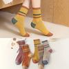 5 Pairs Ladies' Long Color-Block Socks, Vintage Color Leisure Socks Athletic Socks, Suitable For Everyday Casual Activities Wear