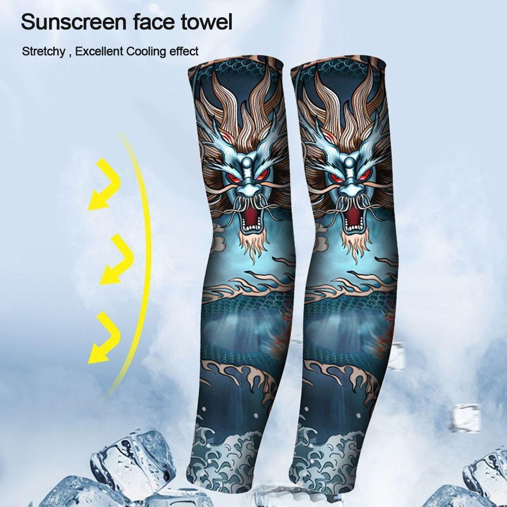 Sport Summer Cooling UV Protection Flower Arm Sleeves Sun Protection Tattoo Arm Sleeves Arm Cover