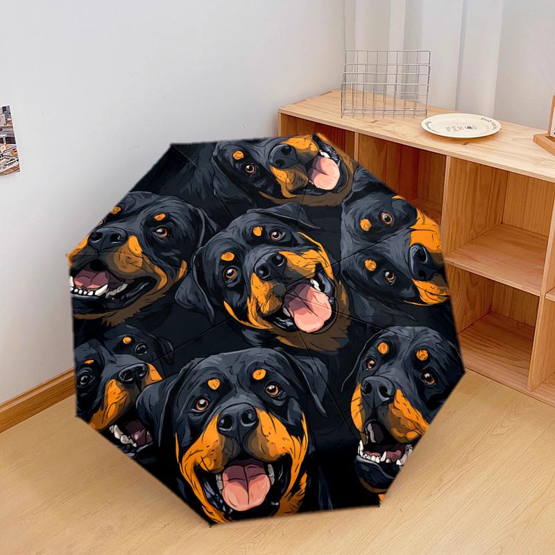 1 PC Automatic Folding Umbrella - Rottweiler Pattern, Portable & Foldable Design with 8 Ribs, Christmas Birthday Gifts