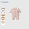 Warm Quilted Far-Infrared Antibacterial Baby Onesie for Autumn/Winter - Velvet-Lined for Girls