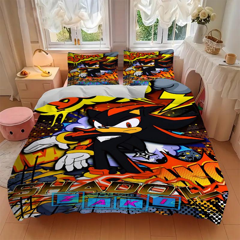 Shadow Hedgehog Artwork Print 3Pcs Bedding Setduvet Cover With 2 Bedropillowcase Home Birthday Gift