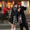 New Black and White Large Plaid Thickened Warm Scarf for Women Winter Korean Student Plaid Tassel Couple Shawl and Scarf