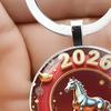 Year of Horse Keychain 2026 Zodiac Design Compact Good Luck Key Chain Pendant with Bells Metal Frame Holiday Decoration