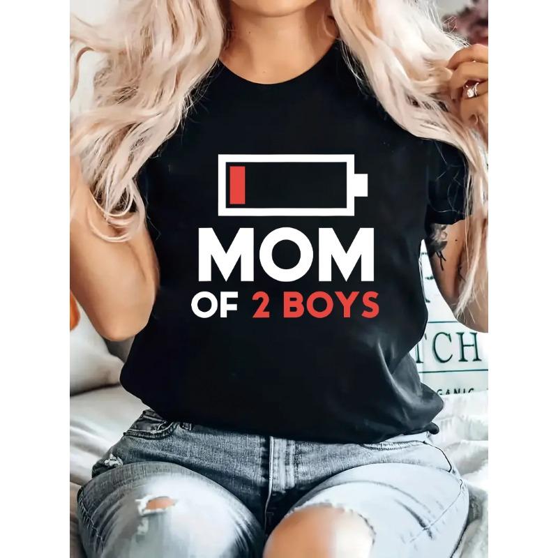 Battery Strip Printed MoM Women's T-shirt Summer Short Sleeved Fashionable Mother Plot Gift