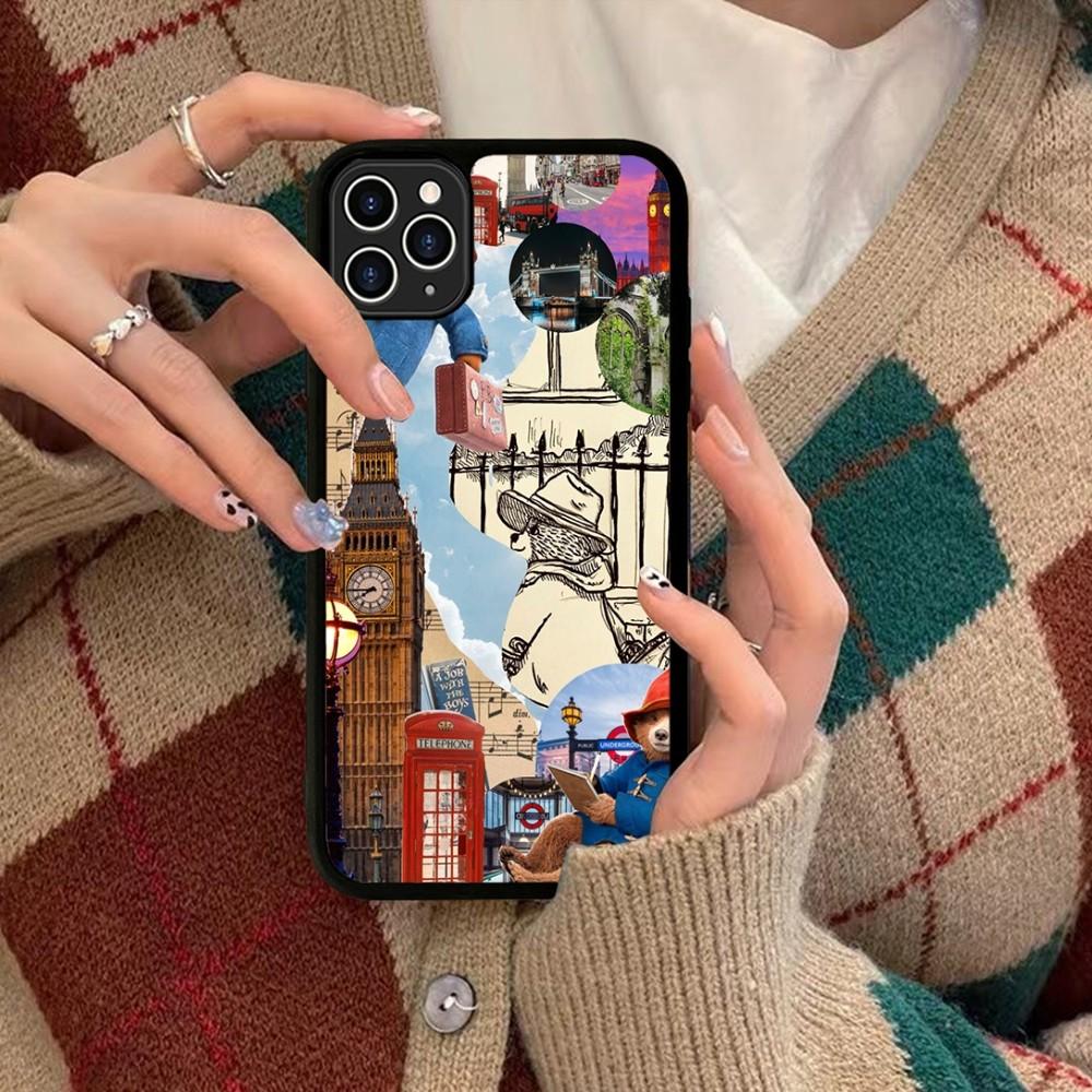 Cute P-Paddington Bear Phone Case Silicone PC+TPU For For IPhone 11 12 13 14 15 16 Plus Pro Max Cover