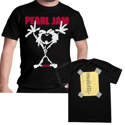 Pearl Jam T-Shirt Strichmännchen Alive Schwarz Neu Offiziell