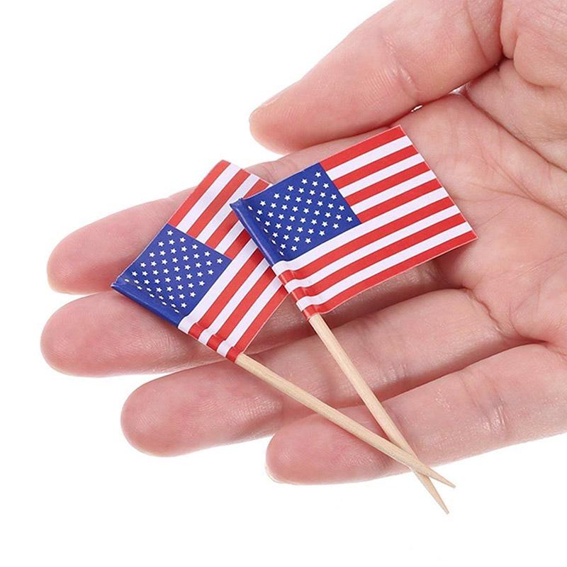 100 st Nationella flaggor Väljer olika länder Konst tandpetare Festpinnar Cupcake/kaka/paj/frukt/glass Topper dekoration