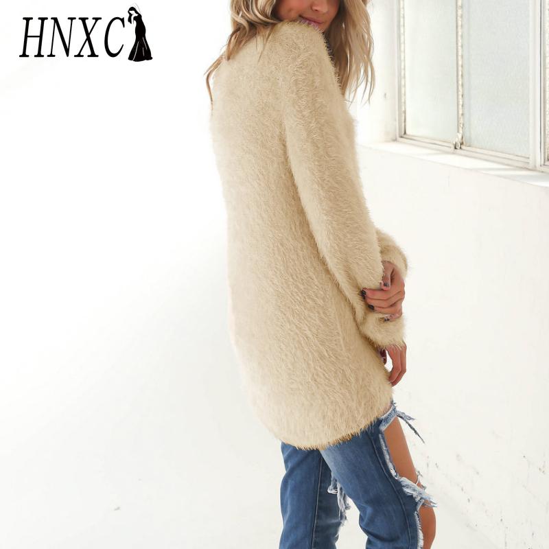 HNXC Women's Fashion Casual Solid Color Print Autumn Winter Long Sleeve O-Neck Loose Sweaters