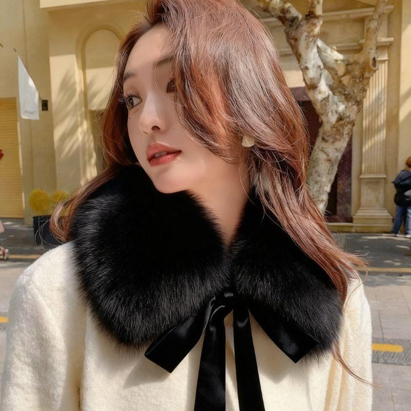 New Winter Neck Warmer Raccoon Fur Collar Fur Scarf Women's Luxury Fur Collar For Coat Fur Hood Decorate Luxury Fur Scarves