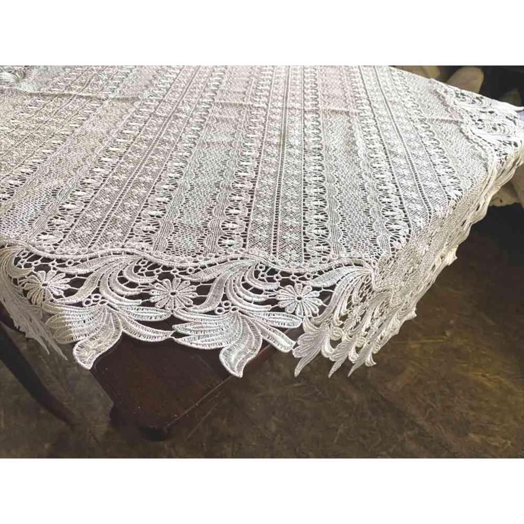 Vivienne 90x90cm Rusigne Serie Gestickte Spitze Tischläufer WK2051N1 (Vivienne) [Tischdecke Off-White]