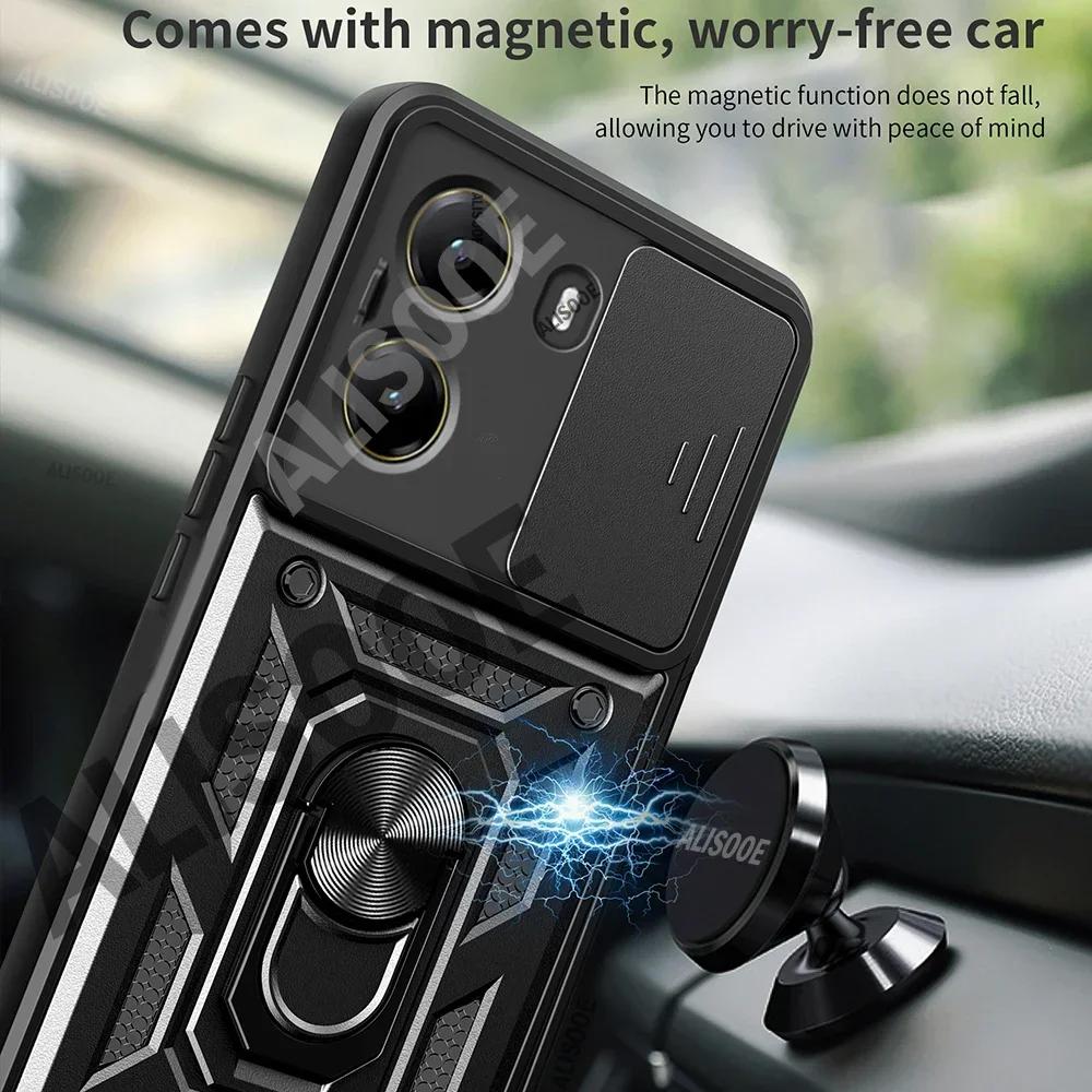 Capa For POCO X7 Pro 5G Case Armor Slide Camera Lens Protection Back Cover for Xiaomi POCO X7 Pro Ring Stand Shockproof Funda