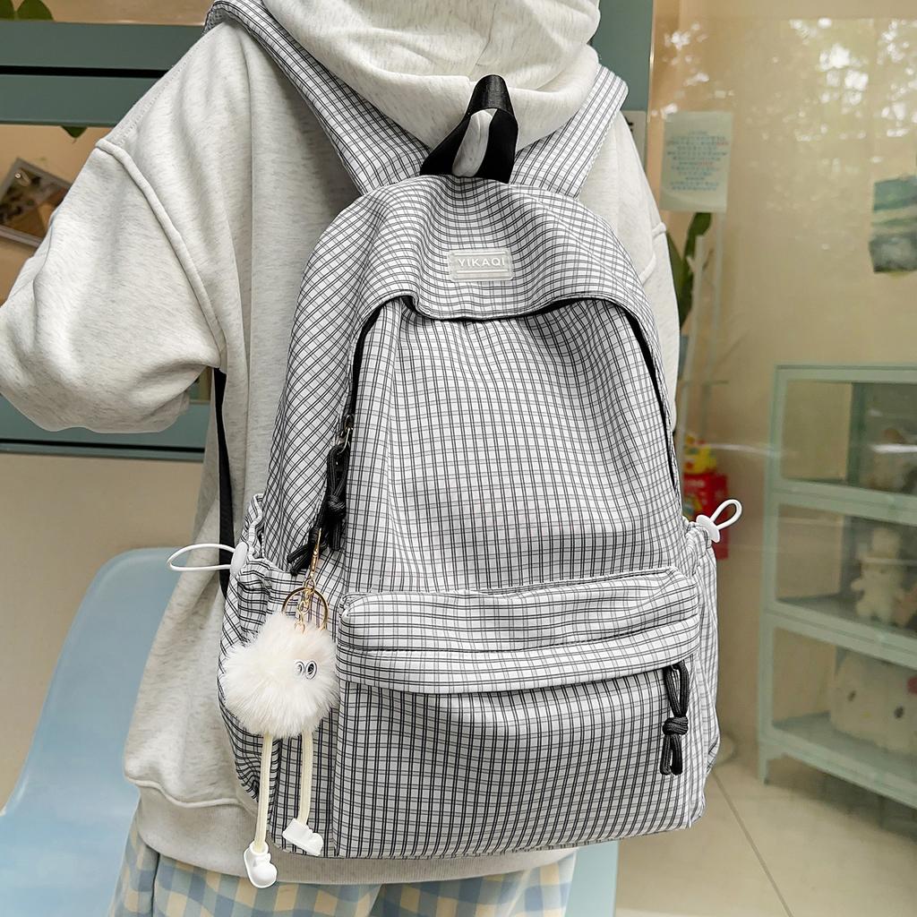 Autumn and Winter New High-Value Plaid Lightweight Student Backpack for Girls, Elementary and Middle School Students, Double Shoulder Bag