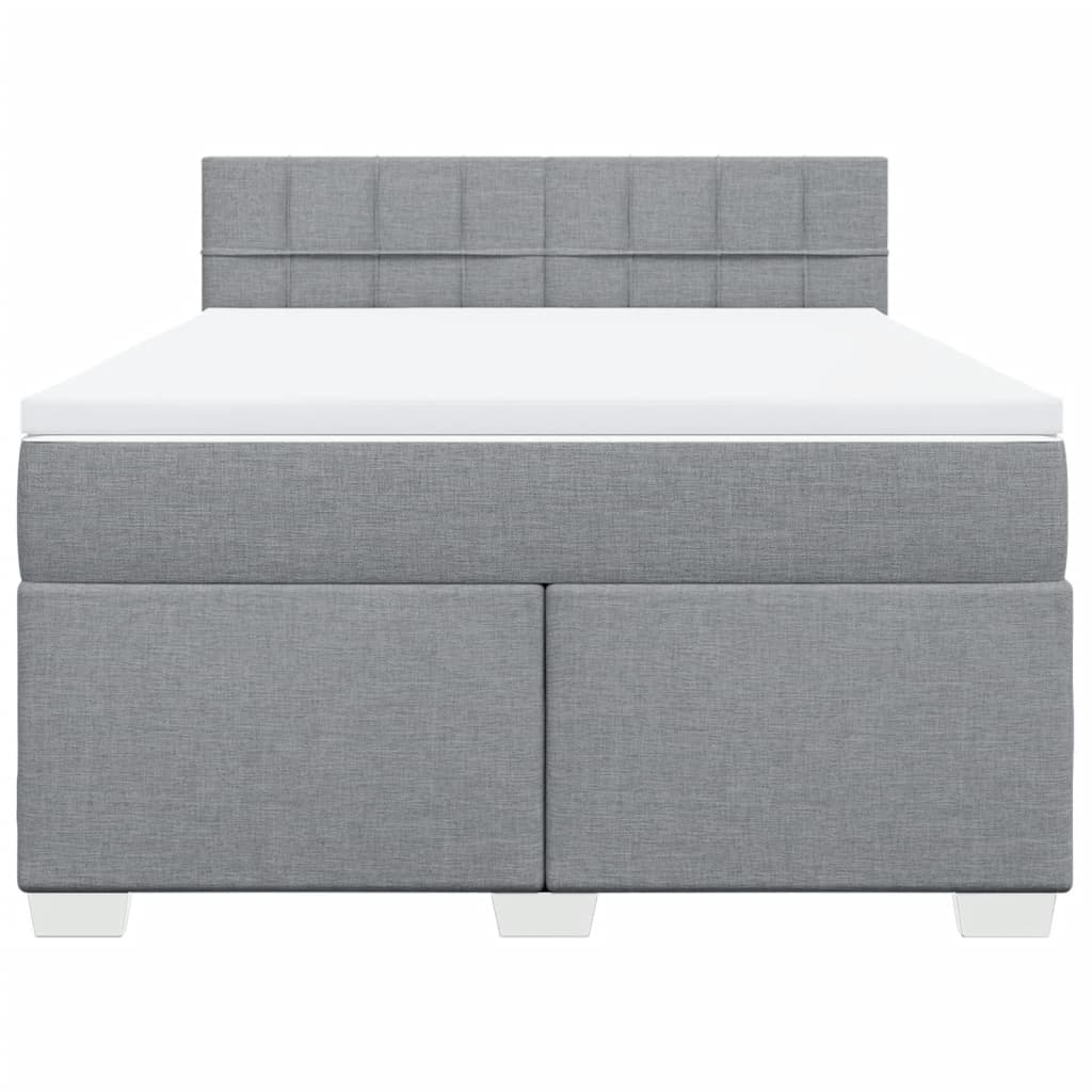 Box Spring Bed with Mattress Light Grey 140 x 190 cm Fabric