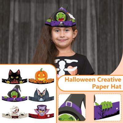Halloween Themed Black Creative Paper Hat Party Photo Props Decorations 6PC