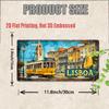 Printing, , Vintage Metal License Plate, Outdoor Wall Art , Number LISBOA Aluminum Sign with Lisbon Tram Scene, for Home, Bar