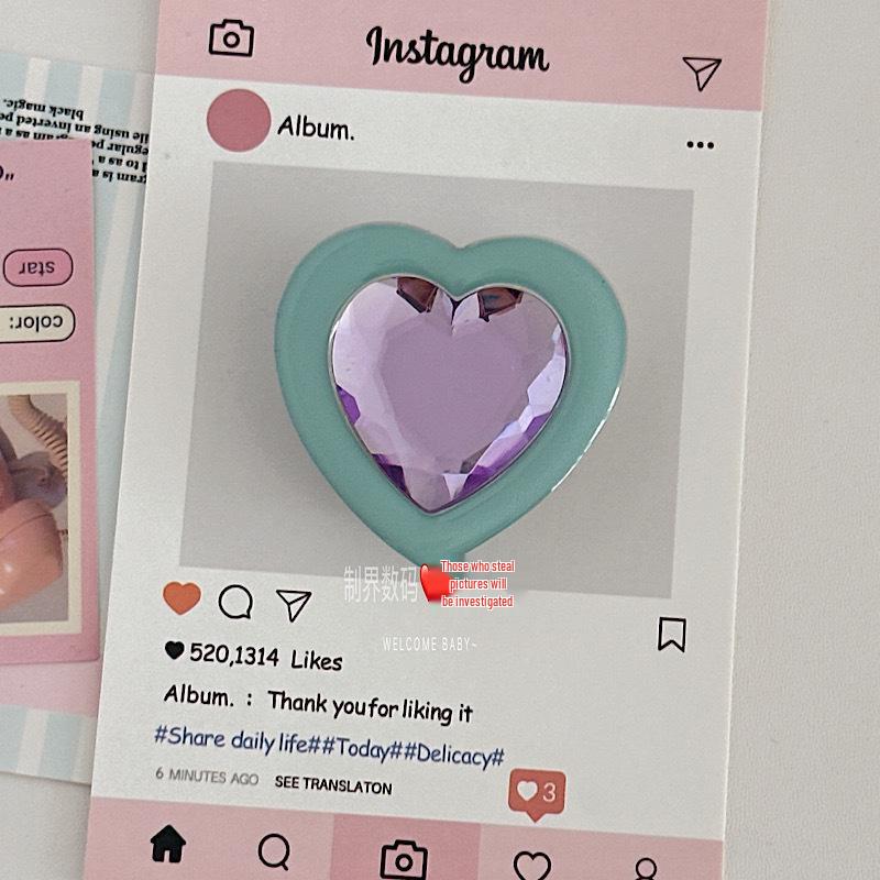 Korean Heart Gem Adhesive Desktop Stand in Macaron Colors