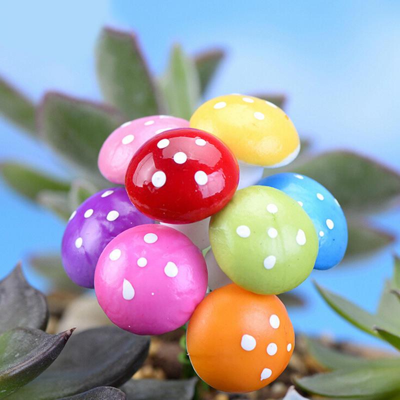 Mini Colored Mushroom Garden Decoration Mini Flower Pot Fairy Diy Dollhouse