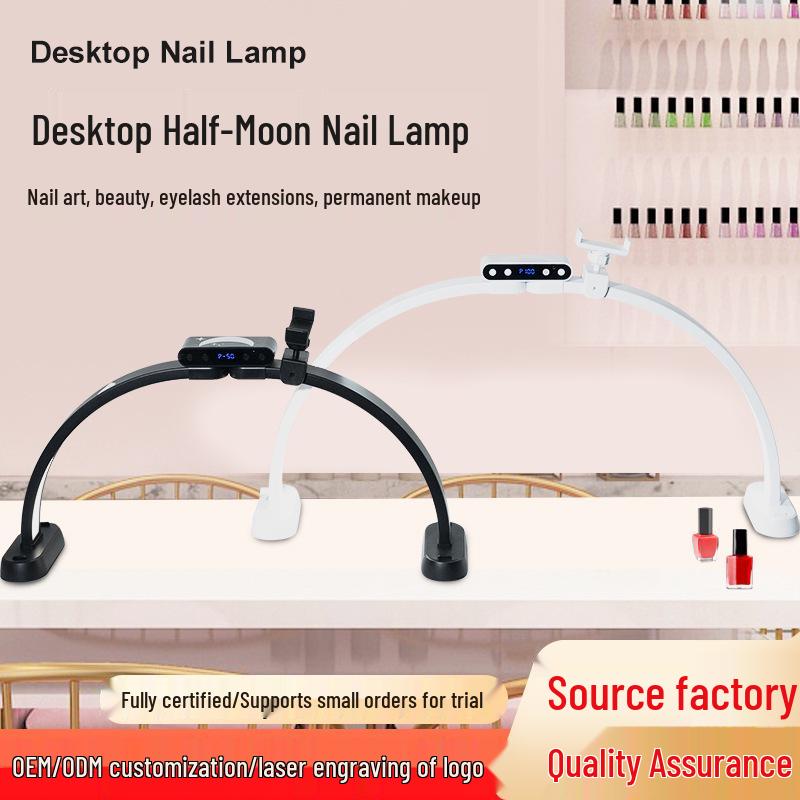 

29-inch Half-Moon LED Beauty Light: Eye Protection, Three Color Temps, Foldable for Permanent Makeup & Eyelash Extension UK Plug