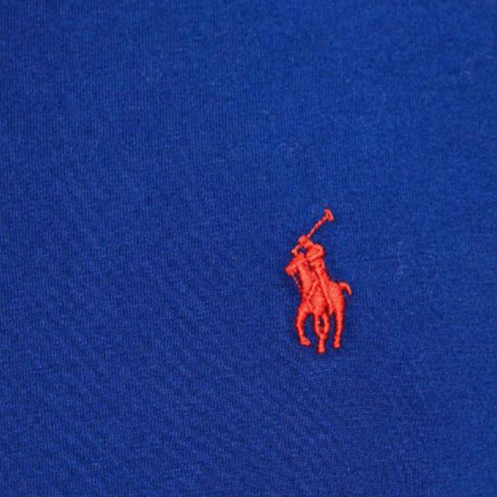 Polo Ralph Lauren Logo Bordado Color Sólido Cuello Redondo Manga Corta Camiseta Hombre Azul 710671438-144