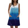 Ladies' Casual And Fashionable Round Neck Sleeveless Loose Printing Pocket Dress