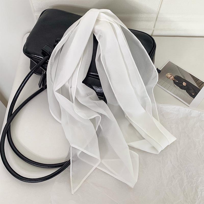 2025 New Women's Versatile French Polka Dot Silk Scarf: Spring/Summer Long Neck Tie & Headband