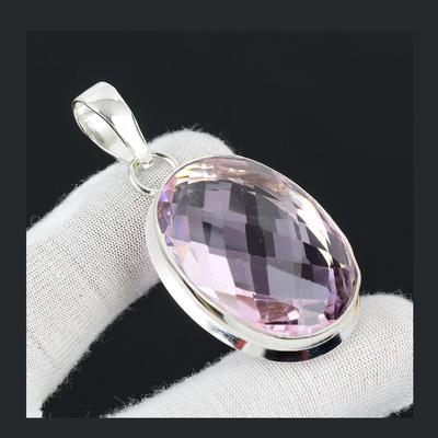 Pink Kunzite Gemstone Handmade 925 Sterling Silver Jewelry Pendant Statement Bohemian Pendant Pink Kunzite Gemstone Pendant For Gifts