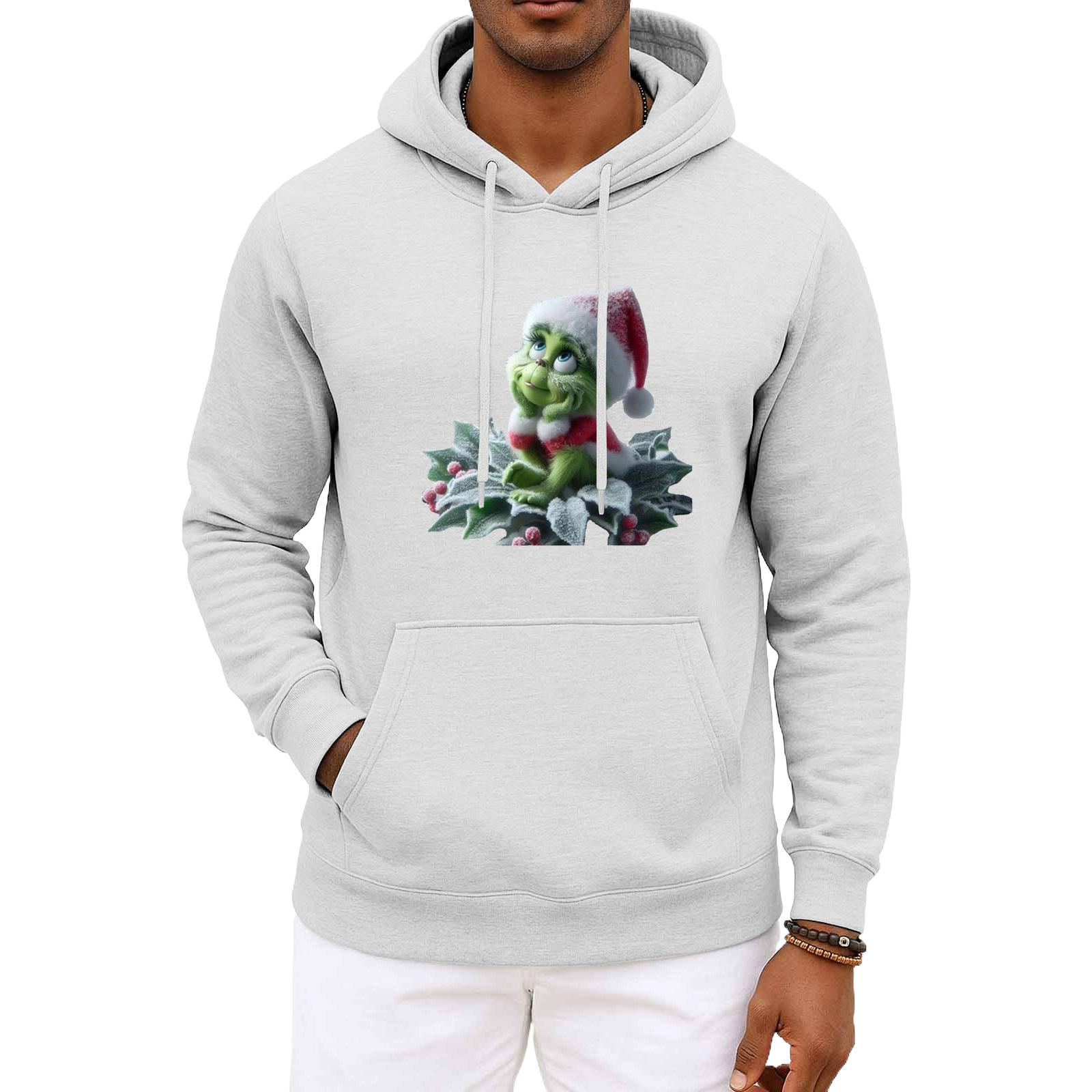 

Мужское и женское рождественское худи с капюшоном и длинными рукавами XXXL белый