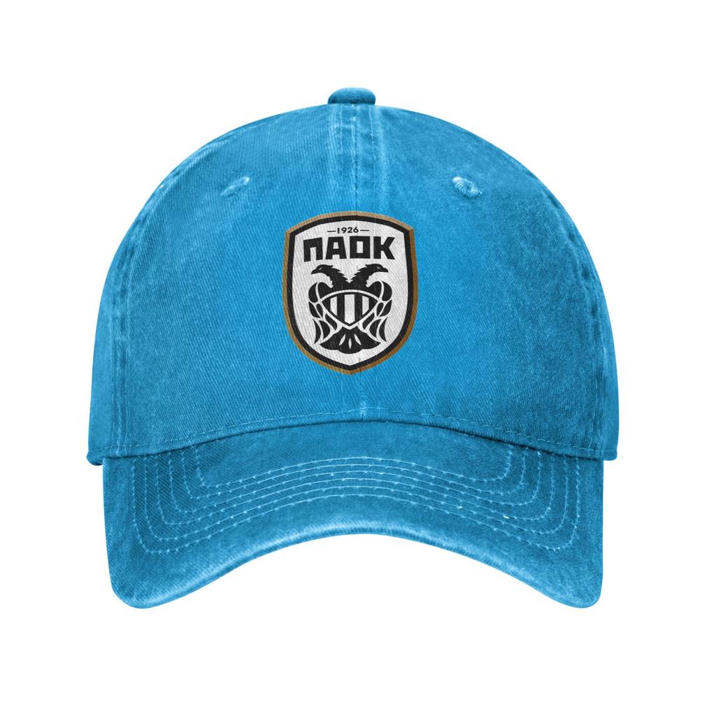 PAOK Griechische Fußball-Sportfans aus Thessaloniki Jeansstoff Kappe Lässige Baseballkappen Verstellbarer Hut Unisex Baseballkappen