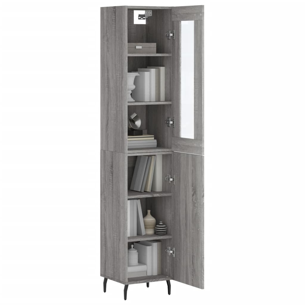 Highboard In Grey Sonoma 34.5 X 34 X 180 Cm Engineered Wood