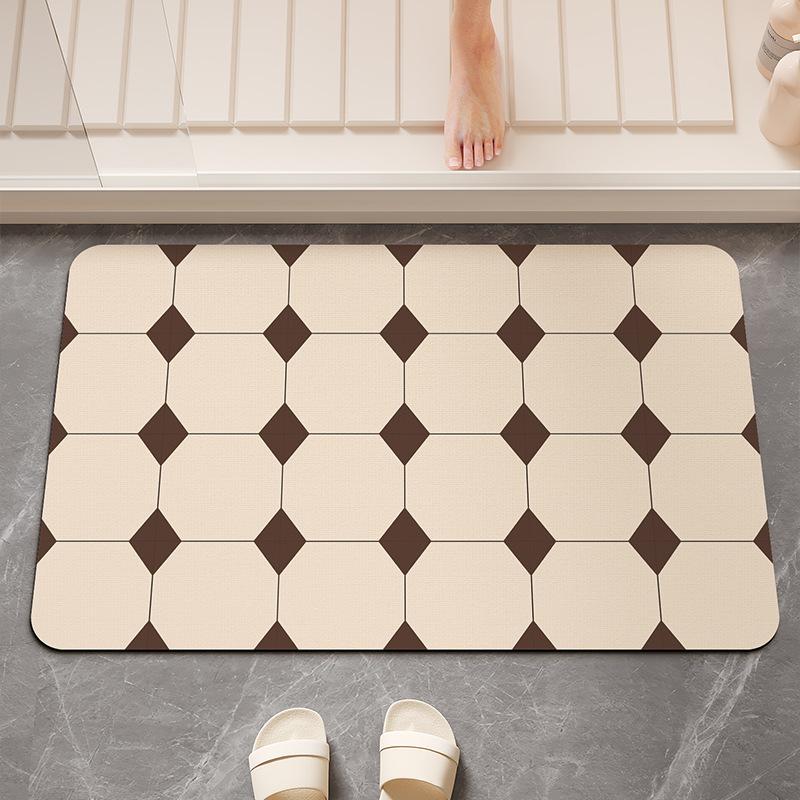 Modern Simple Diatom Mud Floor Mat Bathroom Water Absorb Anti Slip Mat Household Bathroom Door Wear-resistant and Soil Resistant Foot Mat