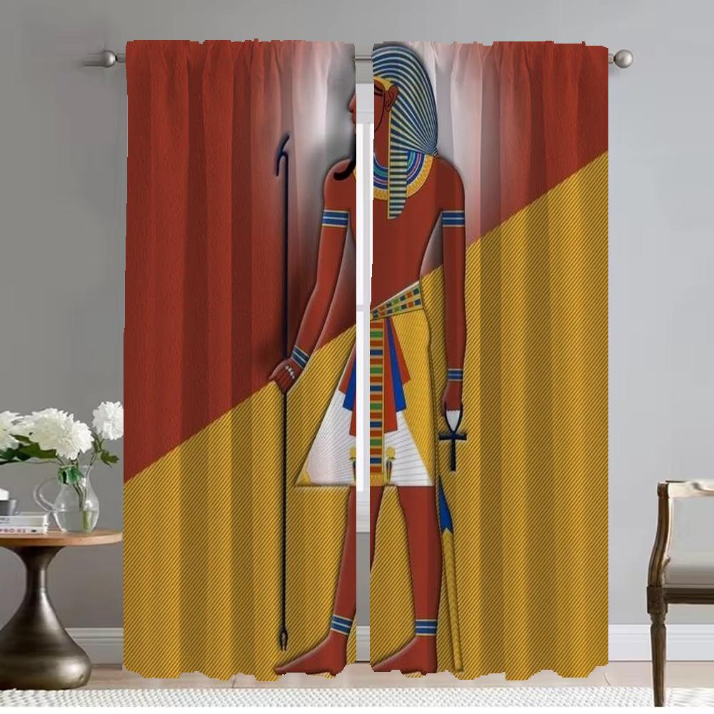 Altägyptische Pharao-Vorhänge für Wohnzimmer Vorhang für Zimmer 2 Paneele Heim-Innenvorhänge Halloween-Dekoration Jalousien